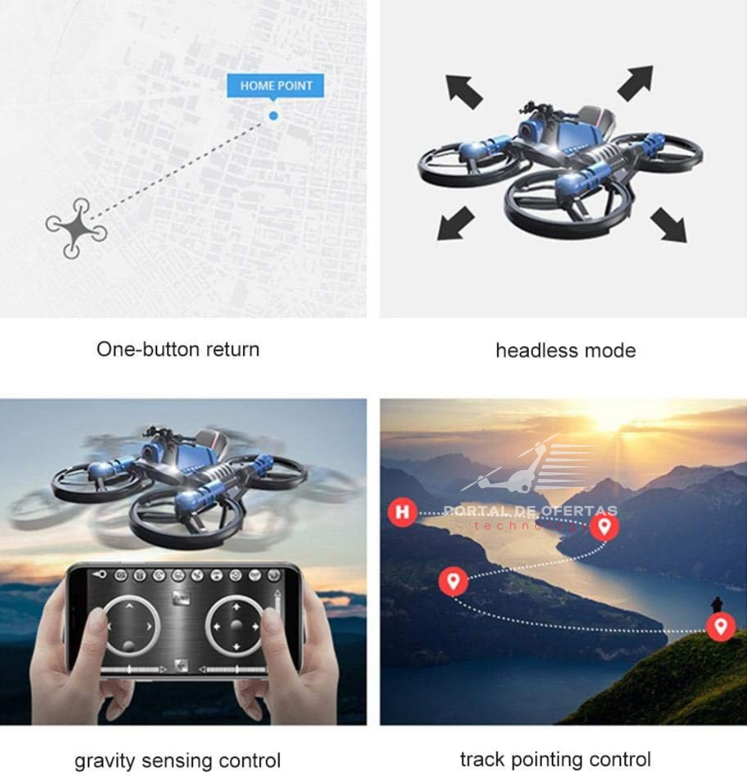 DRONE MOTOCICLETA 2 EN 1 CON CAMARA